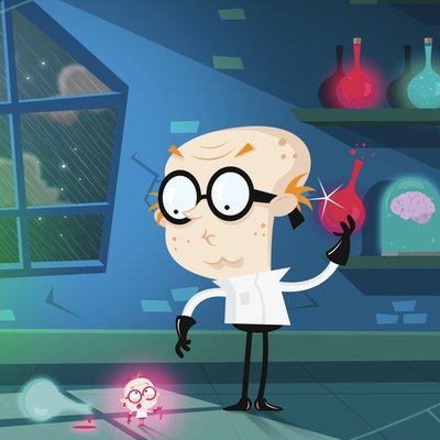 Scientist Drinks Potion 