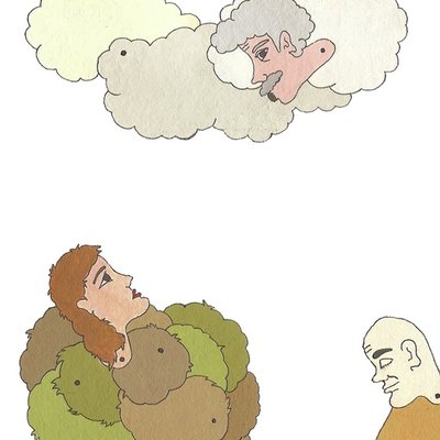 A tree, a hill and a cloud