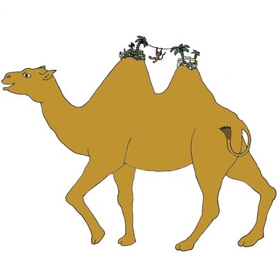 The camel and his little monkey friend