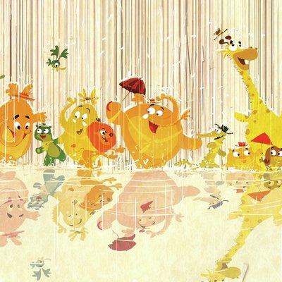 animals dancing in the rain
