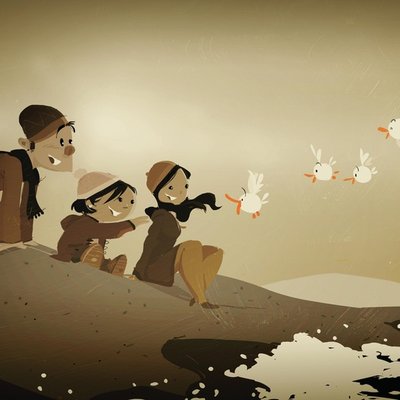 birds and the beach