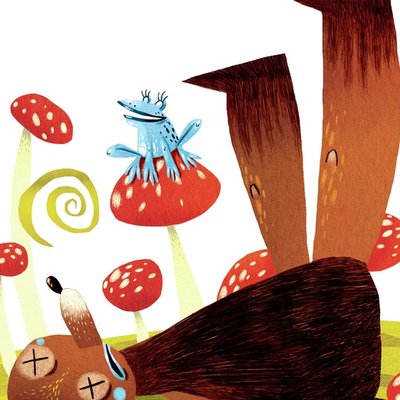 The blue frog and the bear