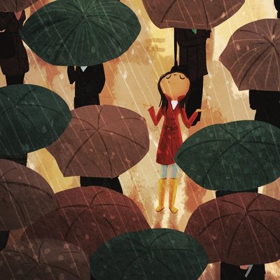 City in the rain