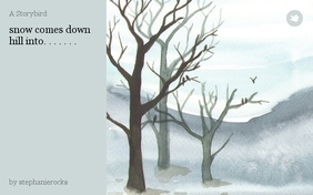 snow comes down hill into. . . . . . .