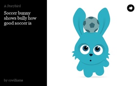 Soccer bunny shows bully how good soccer is