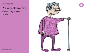 An very old woman on a very slow walk.
