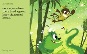 once upon a time there lived a green hairy pig named horny.