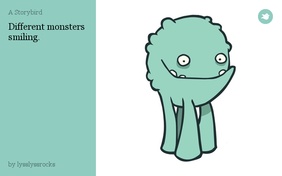 Different monsters smiling.