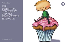 THE DELIGHTFUL STRAWBERRY CUPCAKE.
 THAT MELTED IN HIS MOUTH.