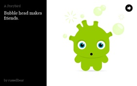 Bubble head makes friends.