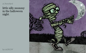 little silly mummy in the halloween night.