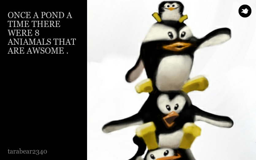 ONCE A POND A TIME THERE WERE 8 ANIAMALS THAT ARE AWSOME .