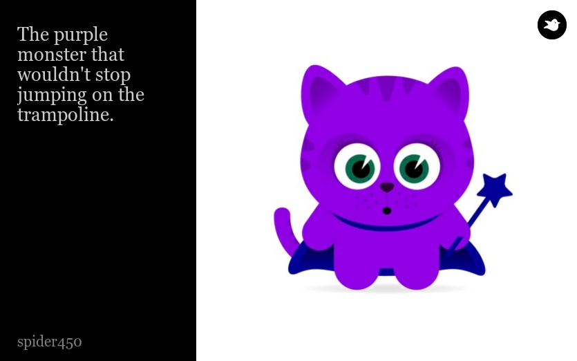 The purple monster that wouldn't stop jumping on the trampoline.