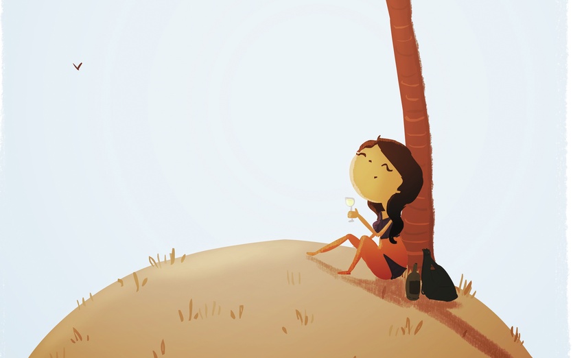 - alone, beach, bikini, coconut, get away, girl, island
